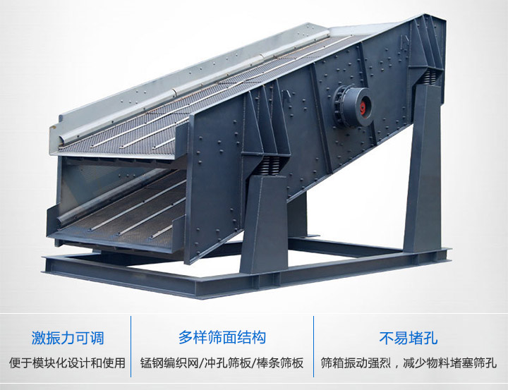 圓振動篩結(jié)構(gòu)可靠,激振力強,篩分效率高,振動噪音小