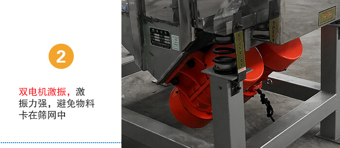 雙電機激振,激振力強,避免物料卡在篩網(wǎng)中